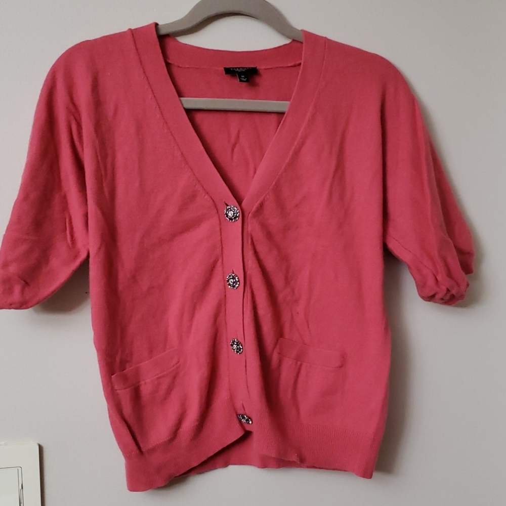 Talbots pink cardigan blouse